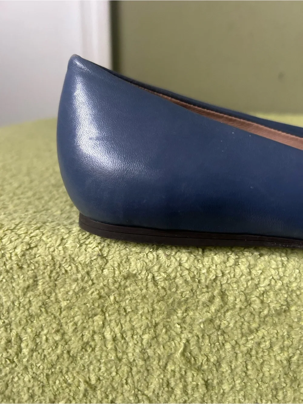 Tory Burch Blue Quilted Detail Leather Flats Loafers Sz 6